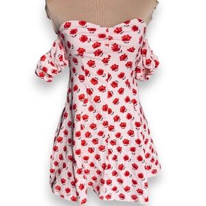 FOREVER 21 pink floral off shoulder dress size S